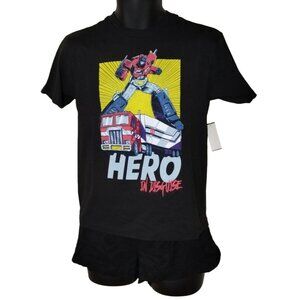 Transformers Kids 12 to 14 Black Optimus Prime Hero in Disguise T-Shirt New